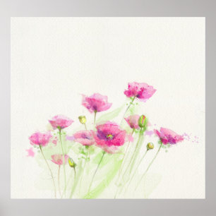 Poster Pavots peints 3 d'aquarelle