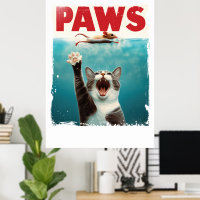 PAWS Chat Souris Parodie De L'Affiche De Film Jaws
