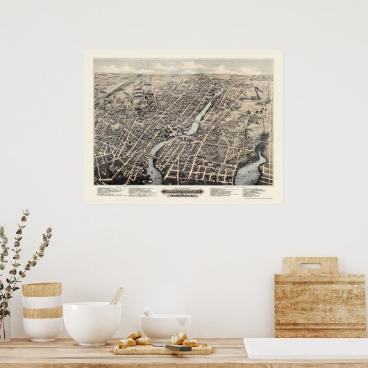 Poster Pawtucket, RI Panoramic Map - 1877 (Cuisine)