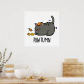Poster Pawtumn Funny Automne Kitty Cat Pun (Cuisine)