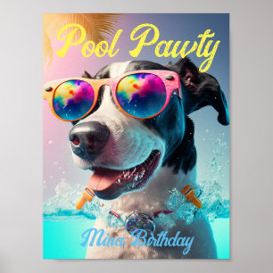 Poster Pawty spécial personnalisé pour votre fête de chie