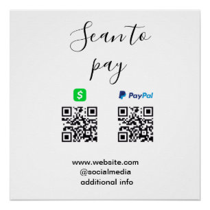 Poster Paypal Cashapp scan pour payer QR ajoutez le nom d