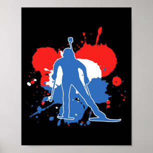 Poster Pays-Bas Drapeau Biathlonist - Biathlon néerlandai