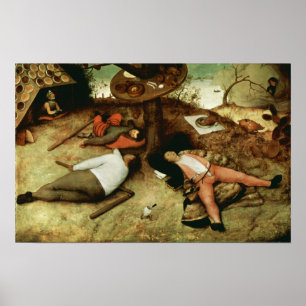 Poster Pays de Cockaigne par Pieter Bruegel l'Ancien