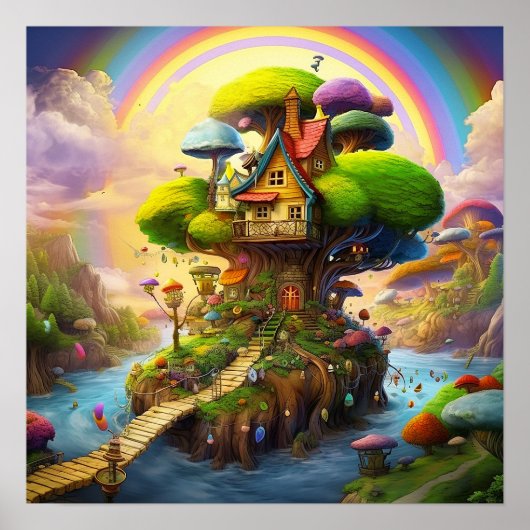 Poster Pays de fantaisie coloré (Devant)