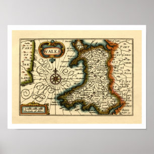 Poster Pays de Galles - Ancien Antiquaire historique Cart