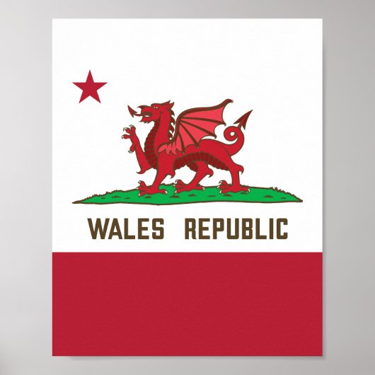 Poster Pays de Galles République Drapeau de dragon Pride  (Devant)