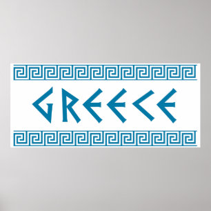 Poster pays de la grèce nom du texte symbole grec