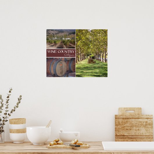 Poster Pays des vins, Californie (Cuisine)