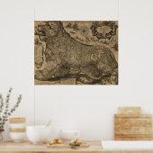 Poster Pays du Benelux 1611 - Leo Belgicus (Cuisine)