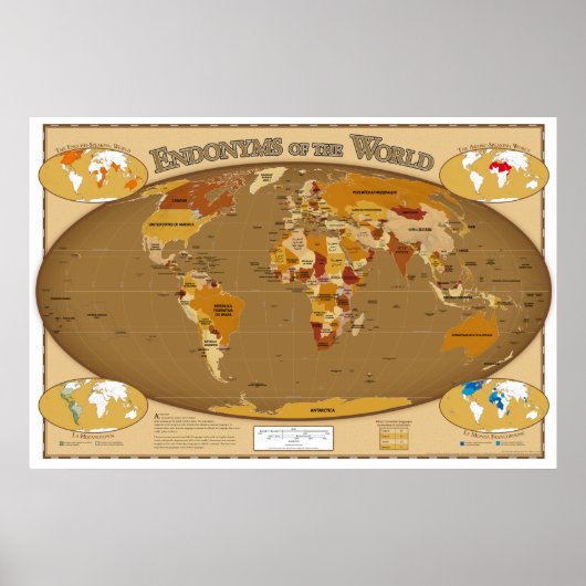 Poster Pays du monde dans leur langue locale (Endonyms) (Devant)