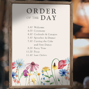 Poster Pays fleur sauvage Floral Mariage Ordre du jour