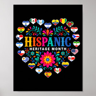 Poster Pays latinos du cœur Drapeau National Hispanique