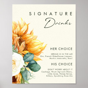 Poster Pays Tournesol   Boissons signatures jaune clair