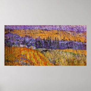 Poster Paysage à Auvers en pluie par Vincent van Gogh