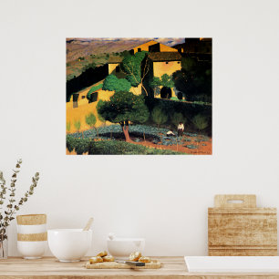 Poster Paysage à Cagnes, peinture d'art fin,