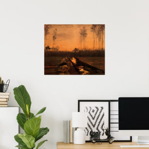 Poster Paysage à Dusk par Vincent van Gogh