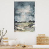 Poster Paysage Abstrait Aquarelle noire neutre (Cuisine)