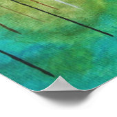 Poster Paysage Abstrait, Arbres maigres, Turquoise, Or (Coin)