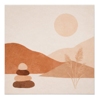 Poster Paysage Abstrait Bohème Désertique Minimal