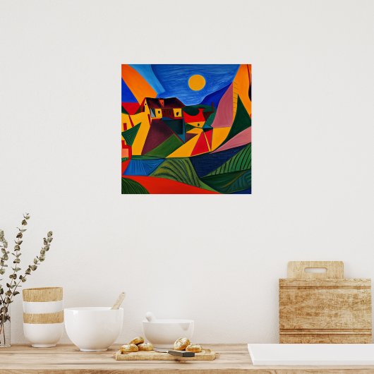 Poster Paysage abstrait coloré (Cuisine)