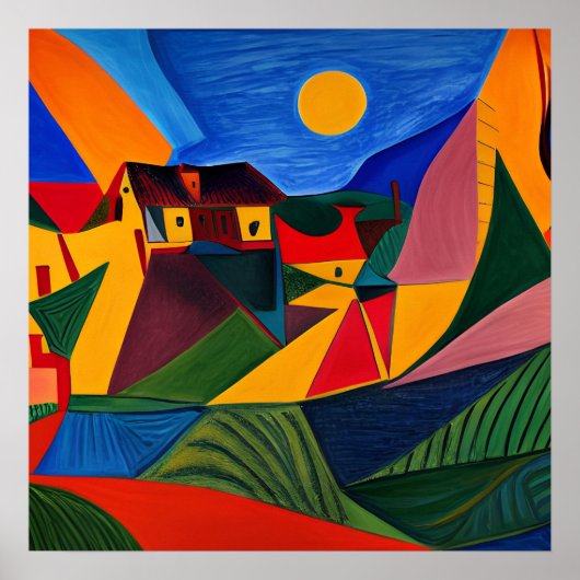 Poster Paysage abstrait coloré (Devant)