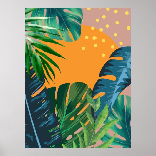 Poster Paysage Abstrait de Coucher de Soleil Tropical Jun (Devant)
