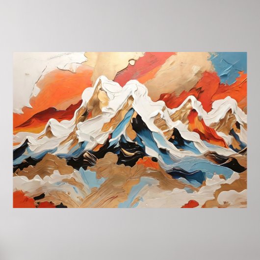 Poster Paysage Abstrait des montagnes alpines (Devant)