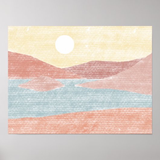 Poster Paysage Abstrait dessiné à la main (Devant)