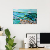 Poster Paysage Abstrait du village balnéaire (Bureau à domicile)