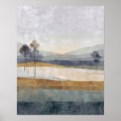 Poster Paysage Abstrait Minimal Horizon Arbres Clairsemés (Devant)