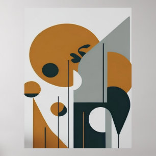 Poster Paysage Abstrait minimaliste Brown noir