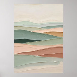 Poster Paysage Abstrait Minimaliste Teinte Sauge Rose Pos
