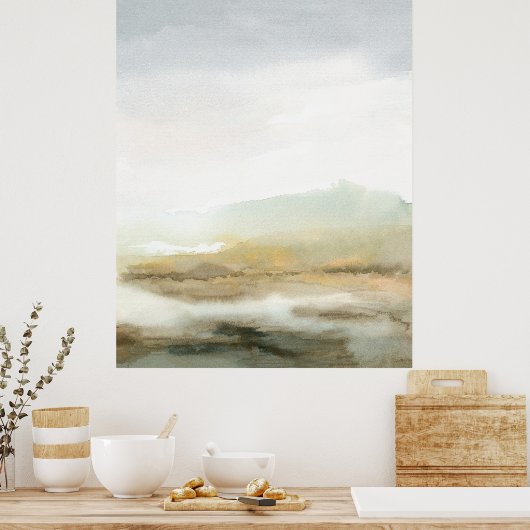 Poster Paysage Abstrait Misty Brown Vertical Wall Art (Cuisine)
