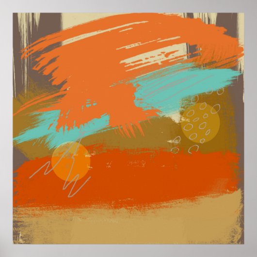 Poster Paysage Abstrait Peinture Cercles sphères (Devant)