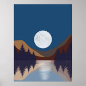 Poster Paysage Abstrait Rustique Forêt Lune Reflet (Devant)