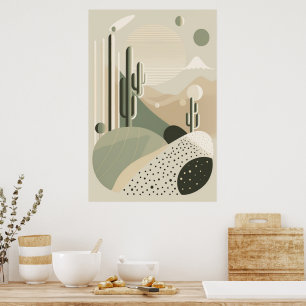 Poster Paysage Abstrait vert du désert du Boho