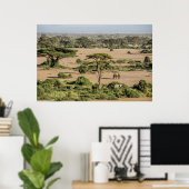 Poster Paysage africain avec éléphant (Bureau à domicile)