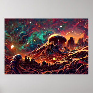 Poster Paysage Alien dans l'espace extra-atmosphérique   