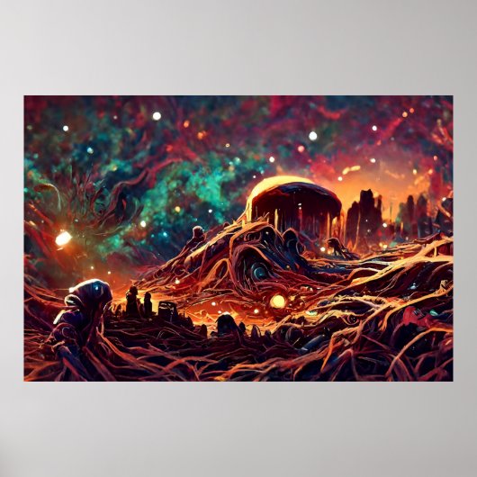 Poster Paysage Alien dans l'espace extra-atmosphérique | (Devant)
