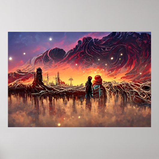 Poster Paysage Alien dans l'espace extra-atmosphérique | (Devant)