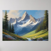 Poster Paysage alpin Aquarelle Art (Devant)