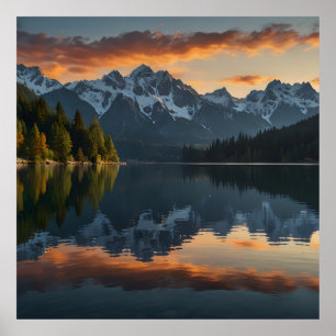 Poster Paysage alpin paisible au lever du soleil