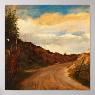 Poster Paysage Antique de Route de Terre de Campagne Vint