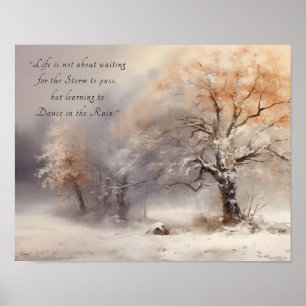 Poster Paysage aquarelle calme et citation inspirante