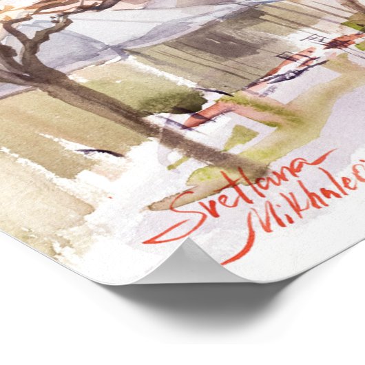 Poster Paysage aquarelle d'Athènes, Grèce. Art (Coin)