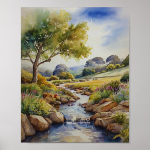 Poster Paysage Aquarelle Mur Art