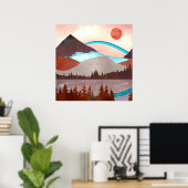 Poster Paysage arc-en-ciel bleu (Bureau à domicile)