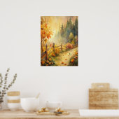 Poster Paysage automnal rustique à l'aquarelle (Cuisine)