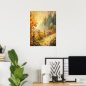 Poster Paysage automnal rustique à l'aquarelle (Bureau à domicile)